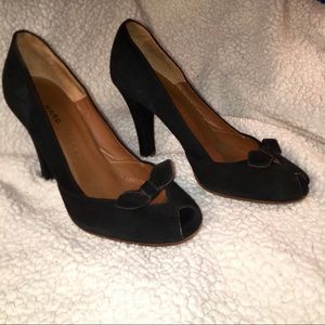 Marc Jacobs Black Suede Bow Pumps